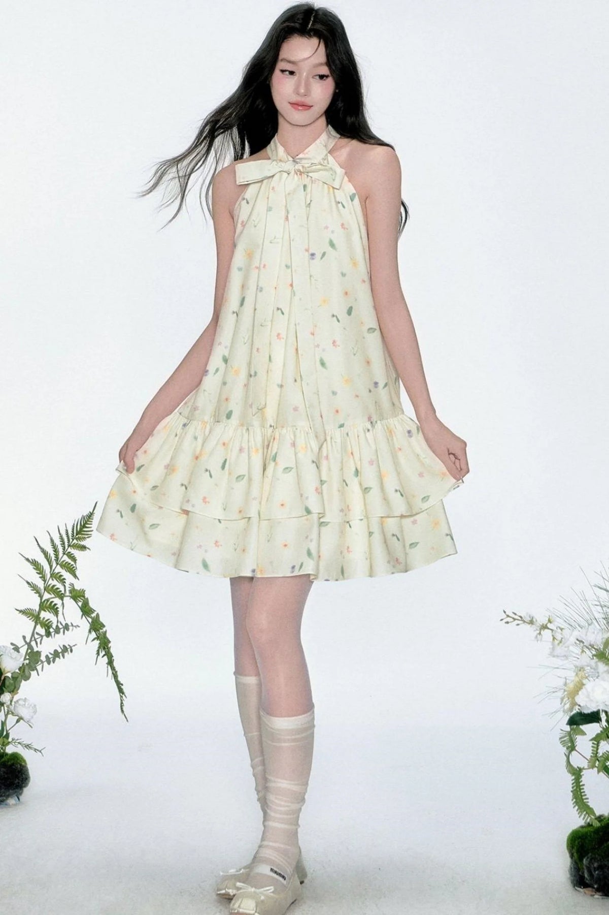 Vacation Floral Bow Dress