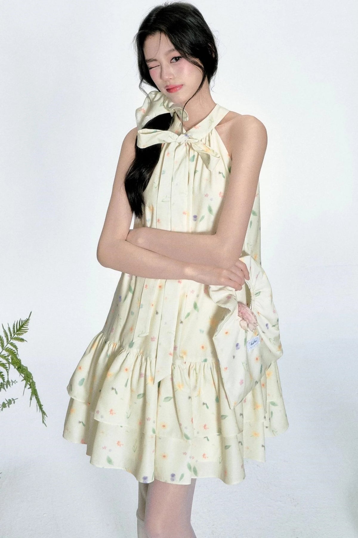 Vacation Floral Bow Dress