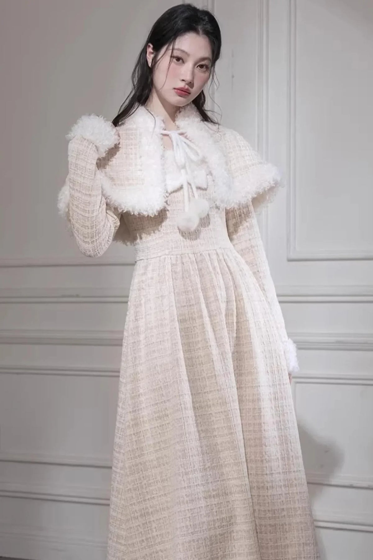 Vanilla Velvet Tweed Dress Set