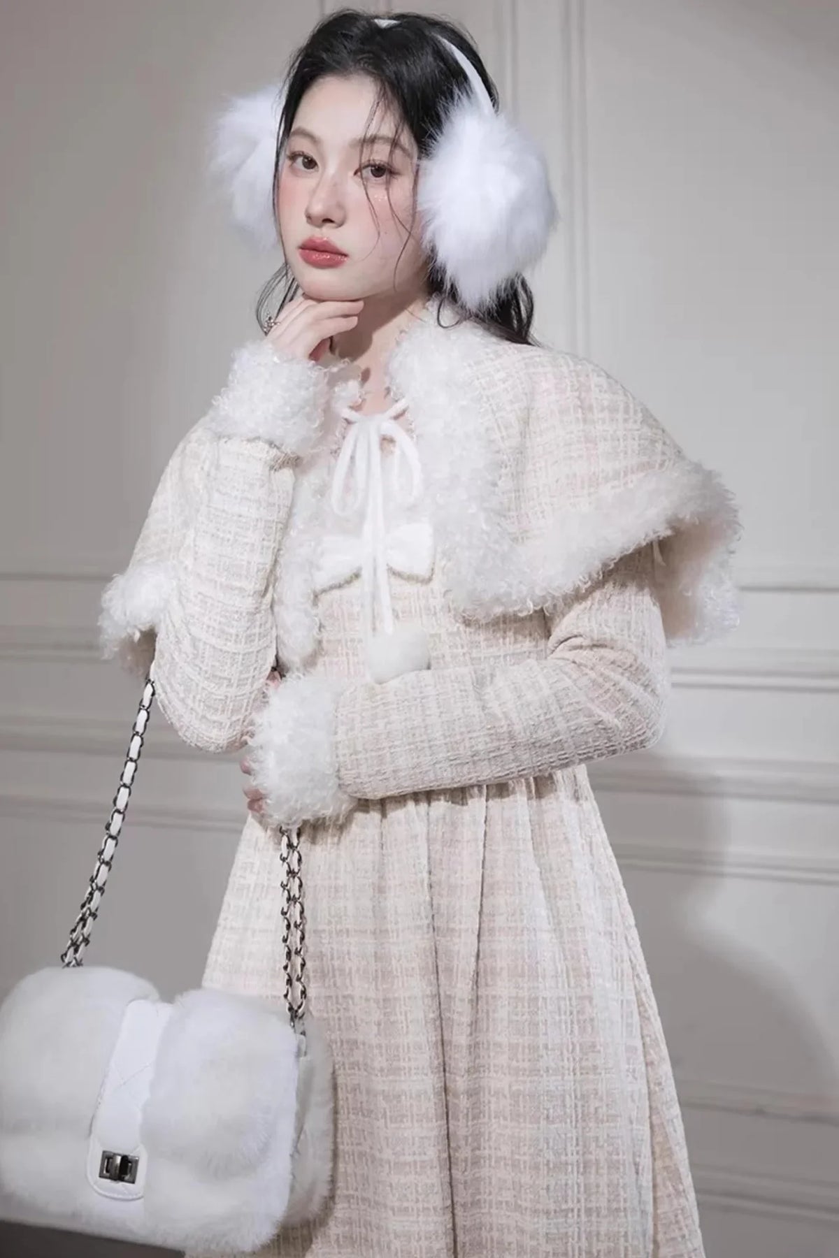 Vanilla Velvet Tweed Dress Set