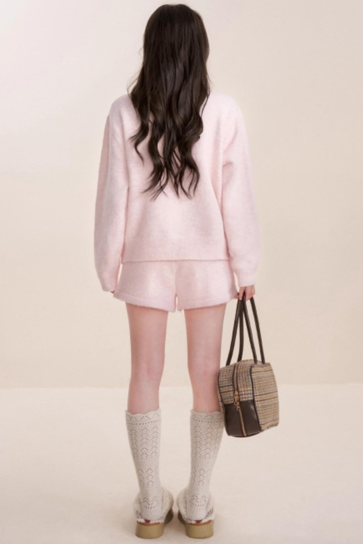 Velvet Contrast Lapel Cardigan Set-Up