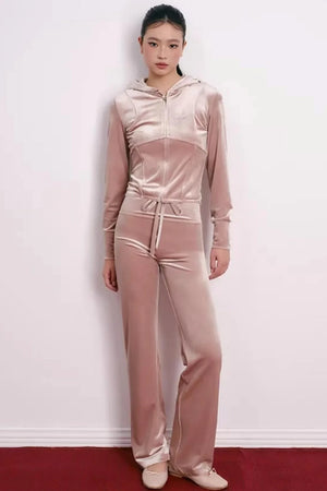 Velvet Embroidered Sweatshirt and Pants Set-Up