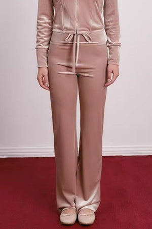 Velvet Embroidered Sweatshirt and Pants Set-Up