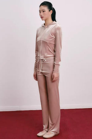 Velvet Embroidered Sweatshirt and Pants Set-Up