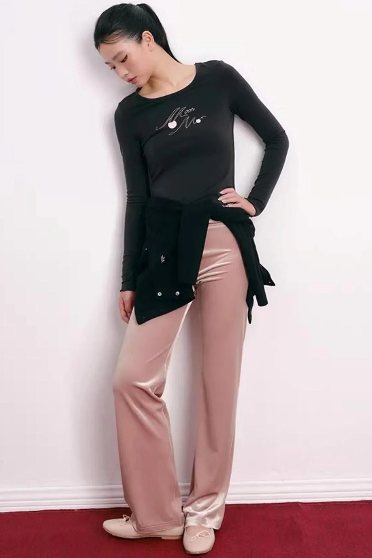 Velvet Embroidered Sweatshirt and Pants Set-Up