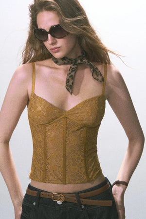 Velvet Fishbone Lace Camisole Camisole Top