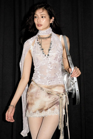 Velvet Jacquard Light Purple Sequins Vest