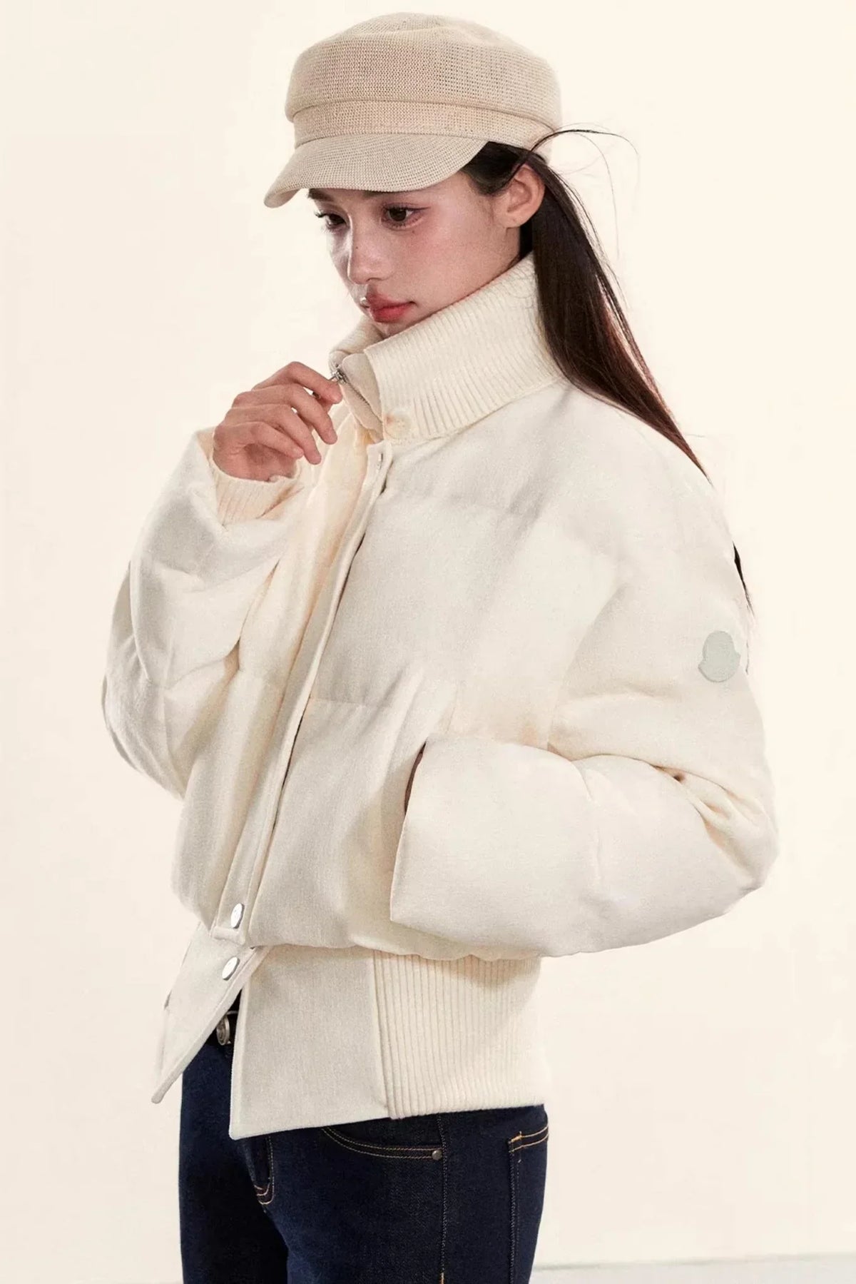 Velvet-Like Ruffle Trim Coat