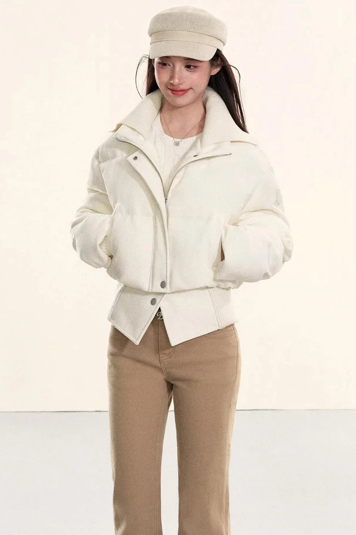 Velvet-Like Ruffle Trim Coat