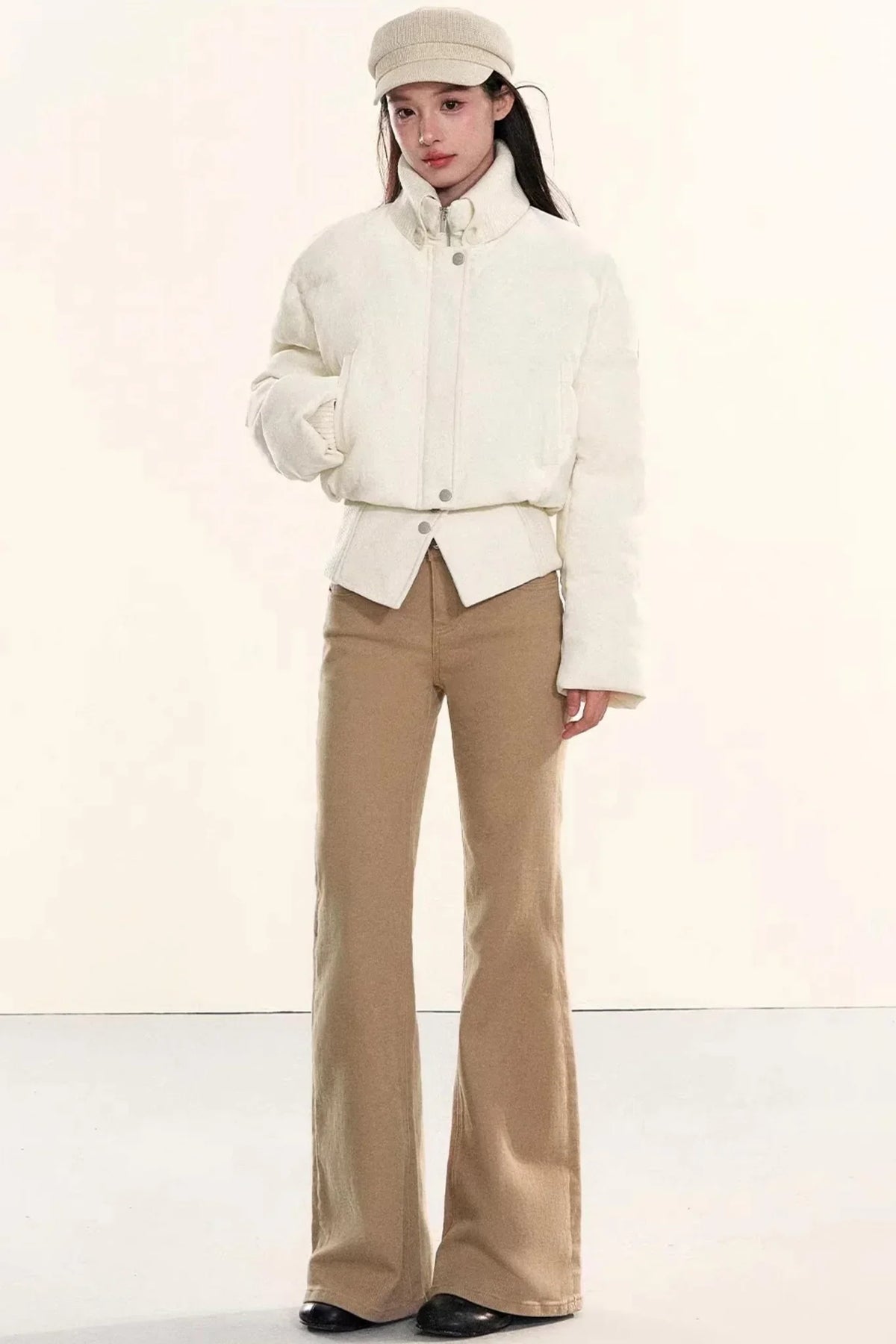 Velvet-Like Ruffle Trim Coat