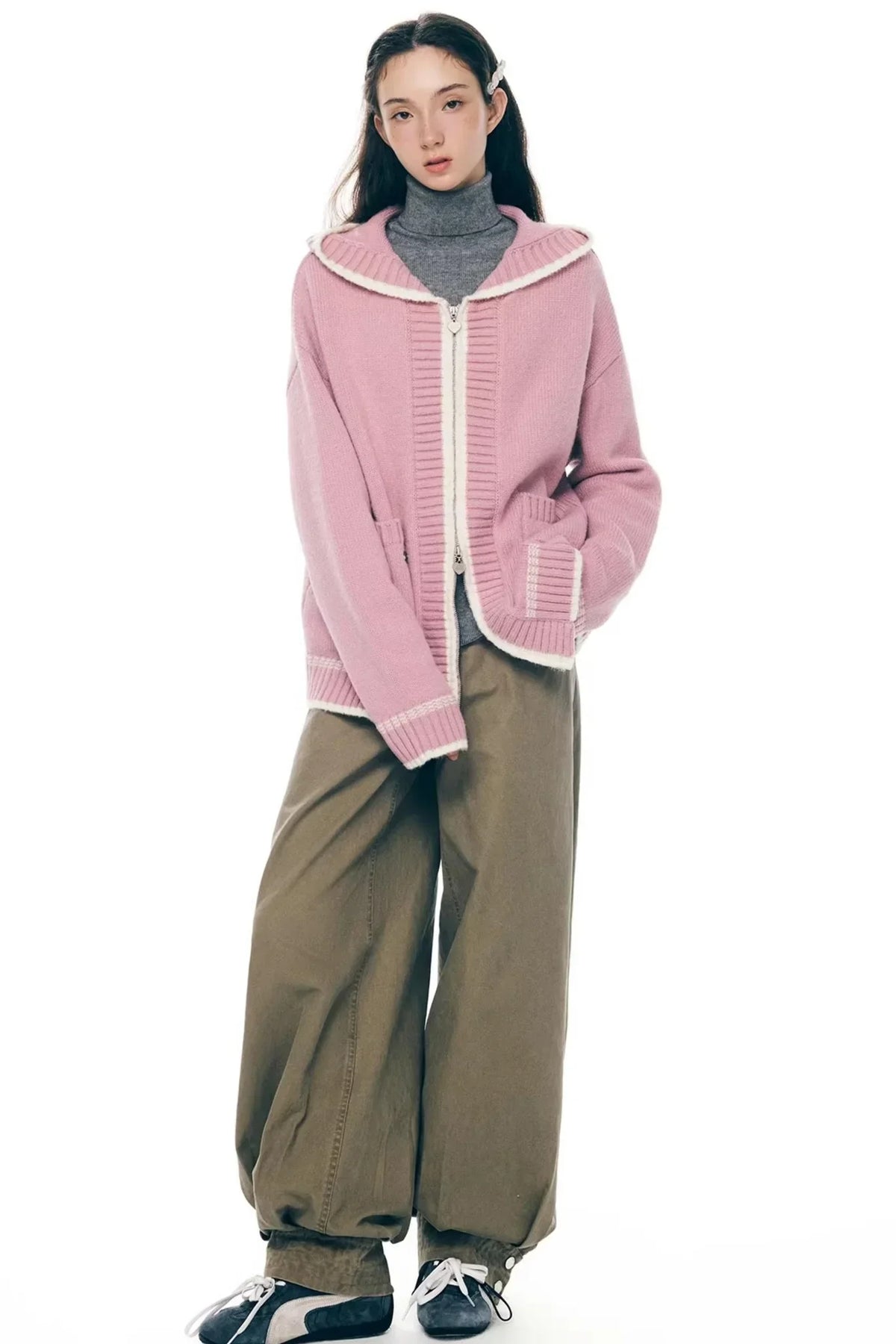 Velvet Snow Hooded Cardigan