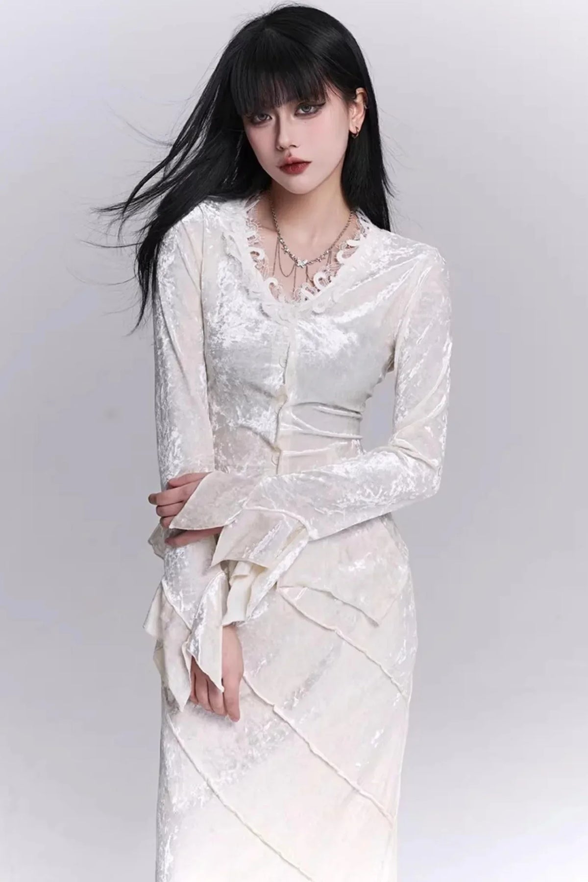 Velvet Two-Piece Skirt Set