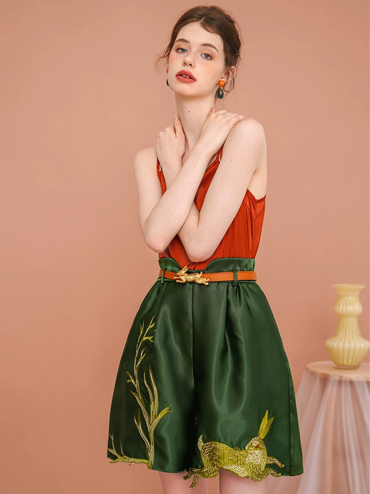 Versatile Casual Rabbit Embroidery Shorts