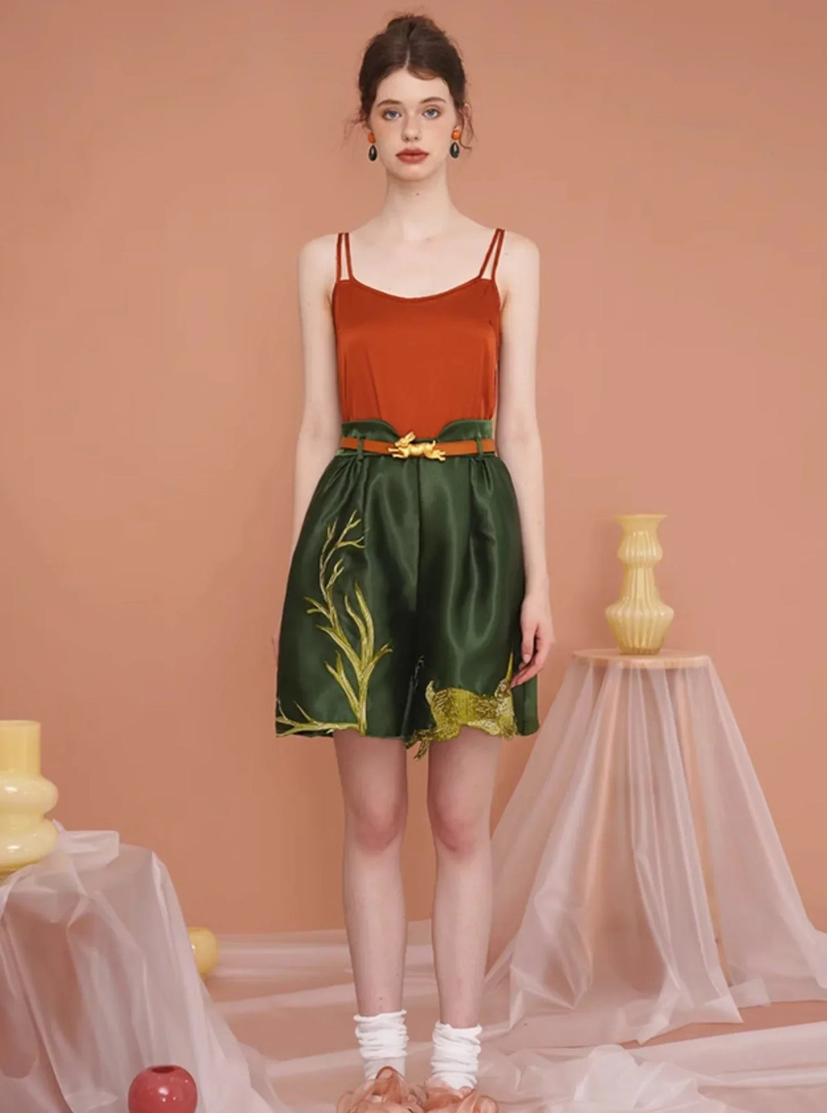 Versatile Casual Rabbit Embroidery Shorts