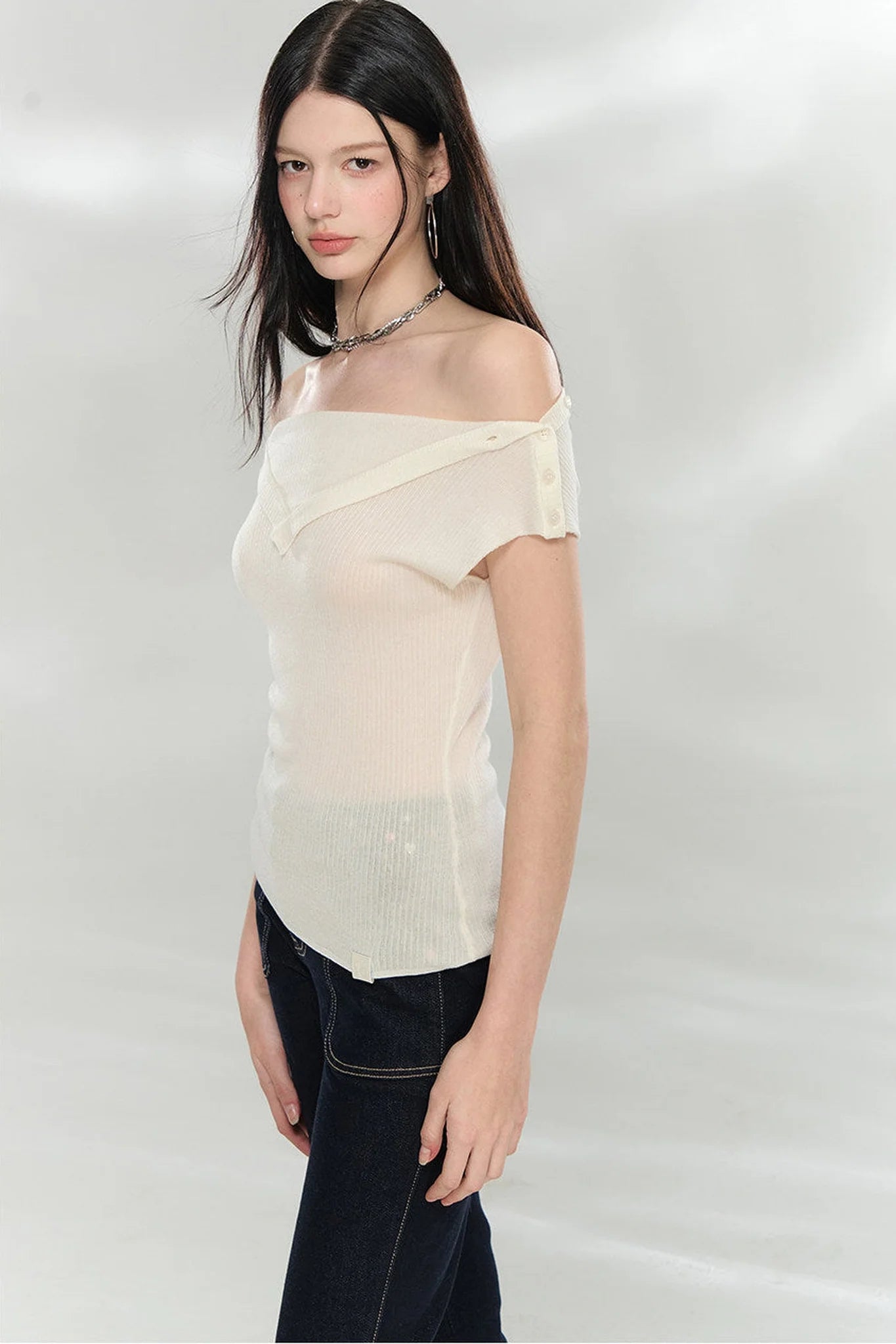 Versatile Off-Shoulder Knit Top