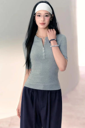 Versatile Slim-Fit Henley Top