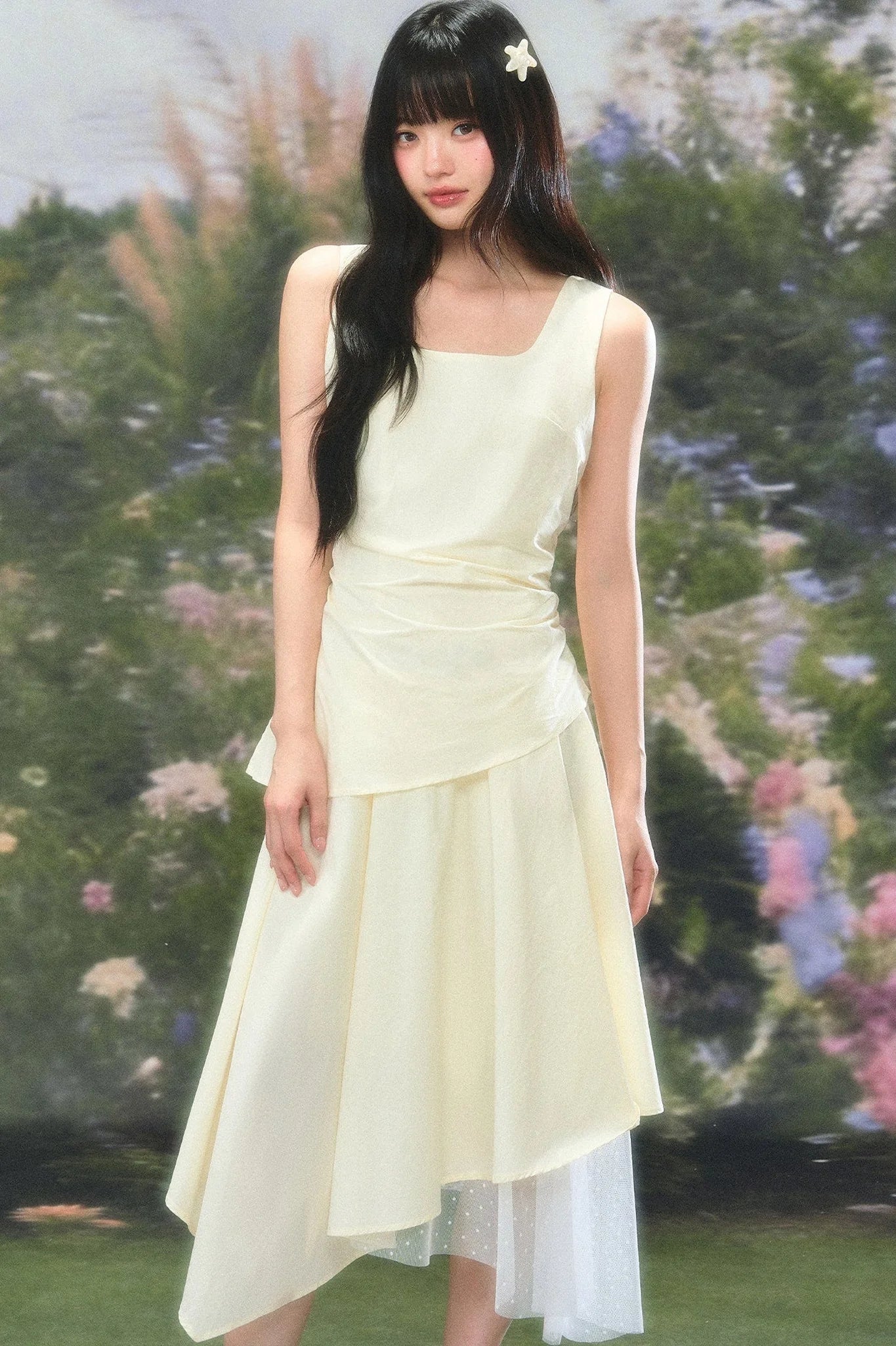 Versatile Square-Neck Patchwork Dress