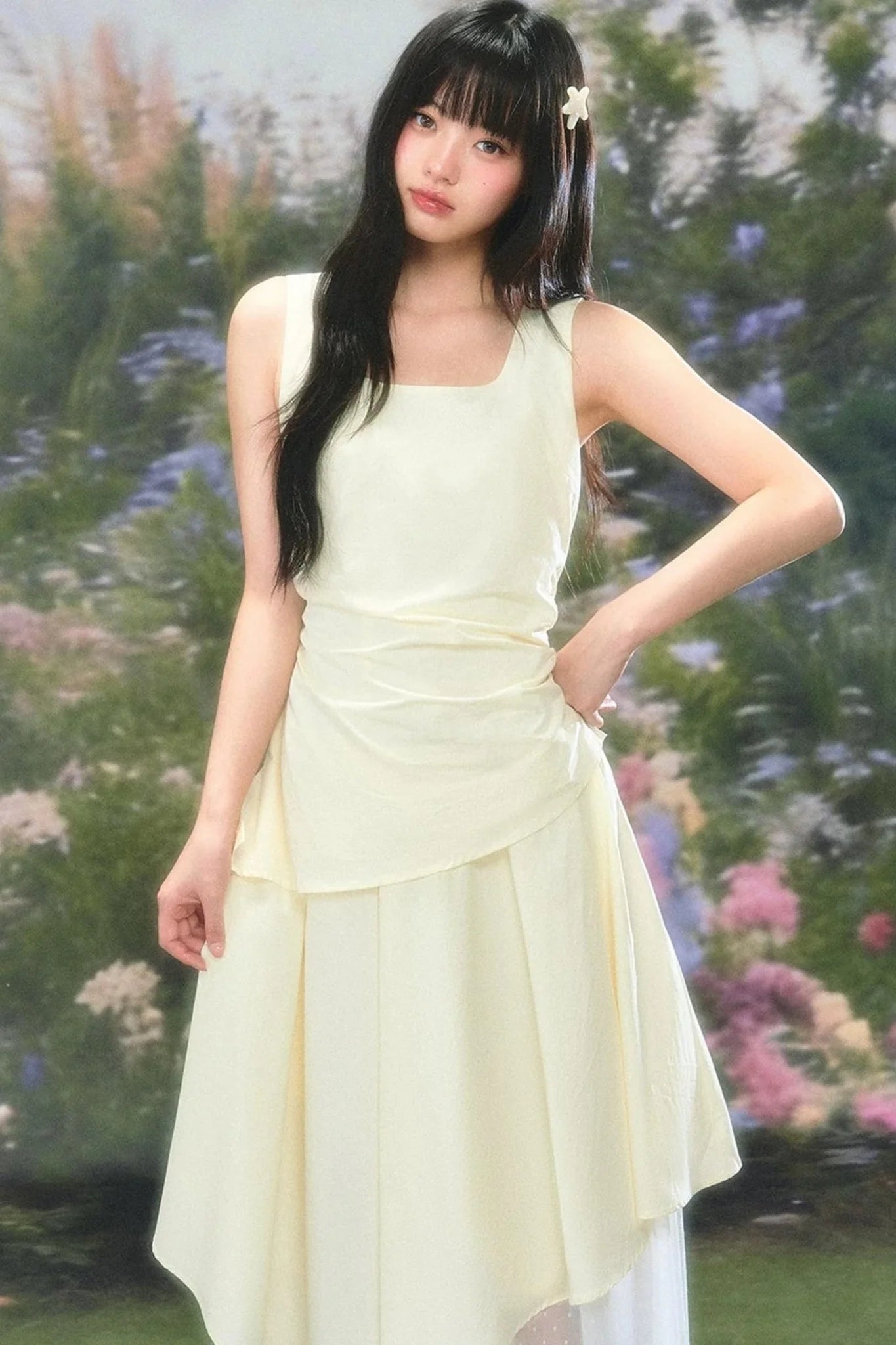 Versatile Square-Neck Patchwork Dress