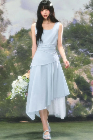 Versatile Square-Neck Patchwork Dress