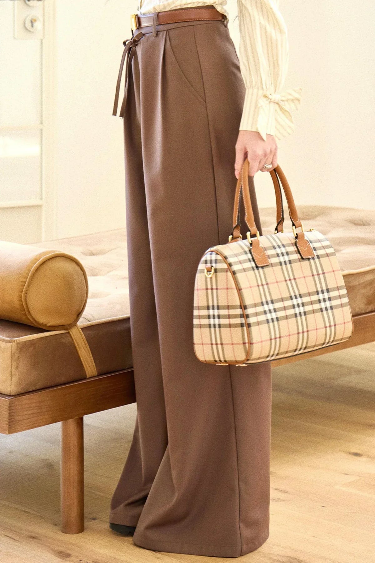 Versatile Tie-Waist Wide-Leg Pants Set-Up