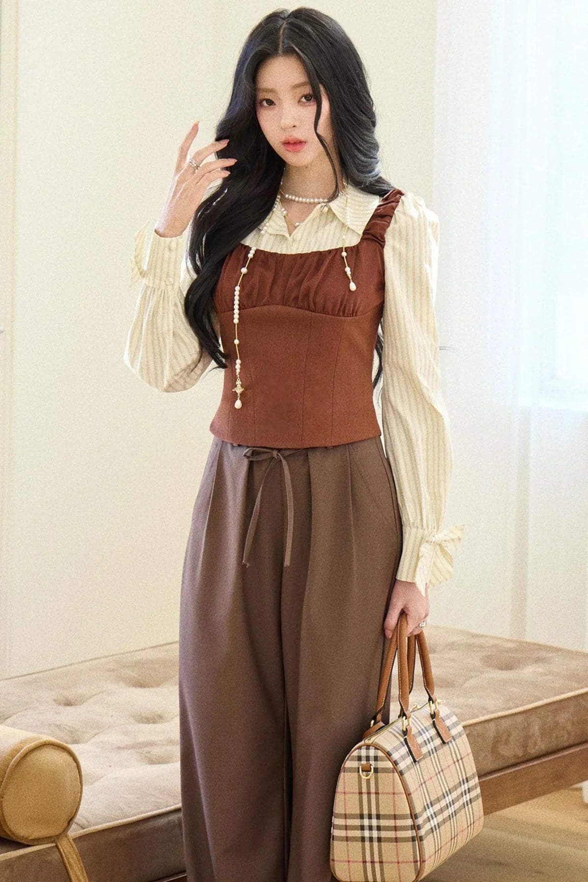 Versatile Tie-Waist Wide-Leg Pants Set-Up