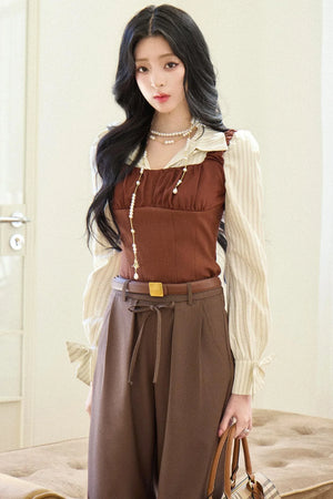 Versatile Tie-Waist Wide-Leg Pants Set-Up