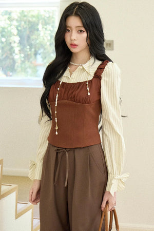 Versatile Tie-Waist Wide-Leg Pants Set-Up