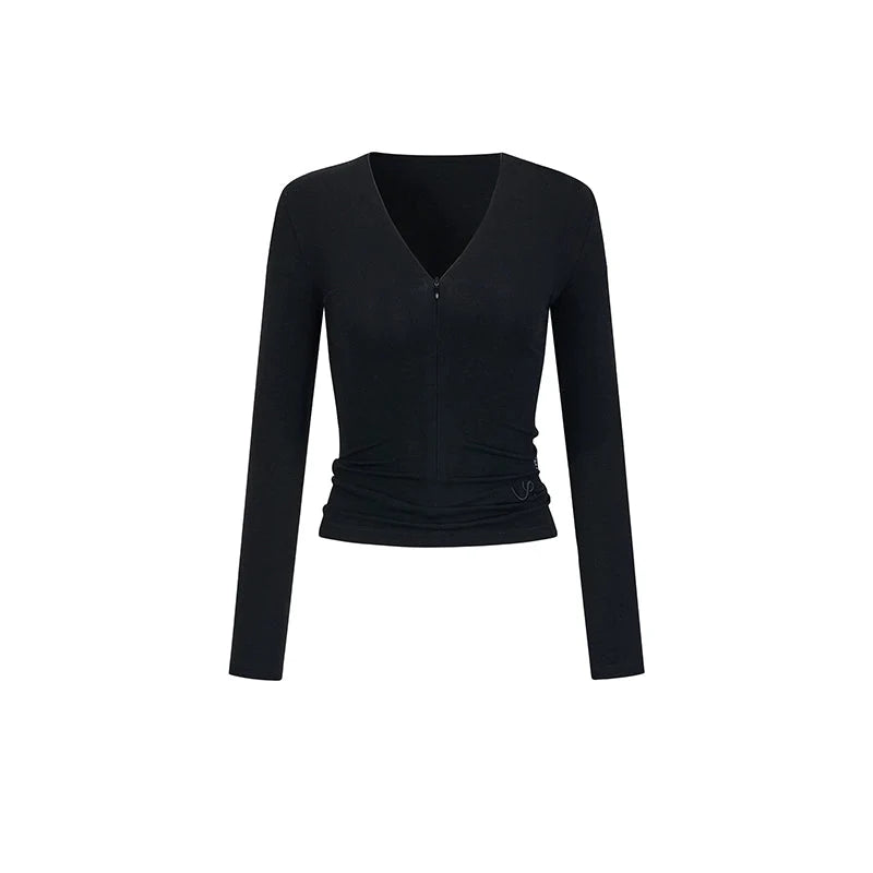 Versatile V-Neck Zipper T-Shirt