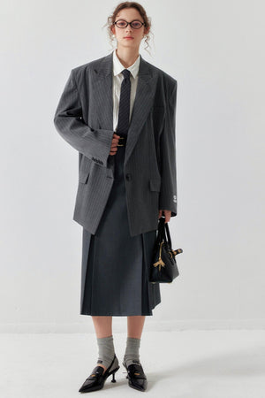 Vertical Stripe Gun-Barrel Suit Jacket