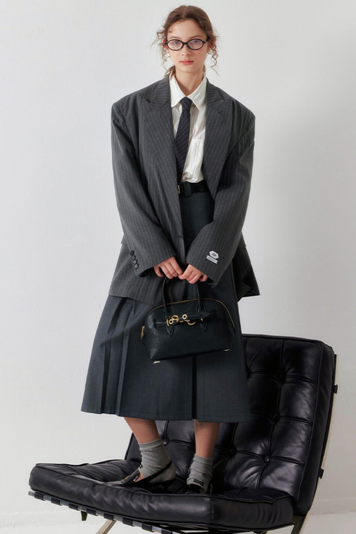 Vertical Stripe Gun-Barrel Suit Jacket