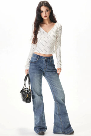 Vertical Stripe Polka Dot Top