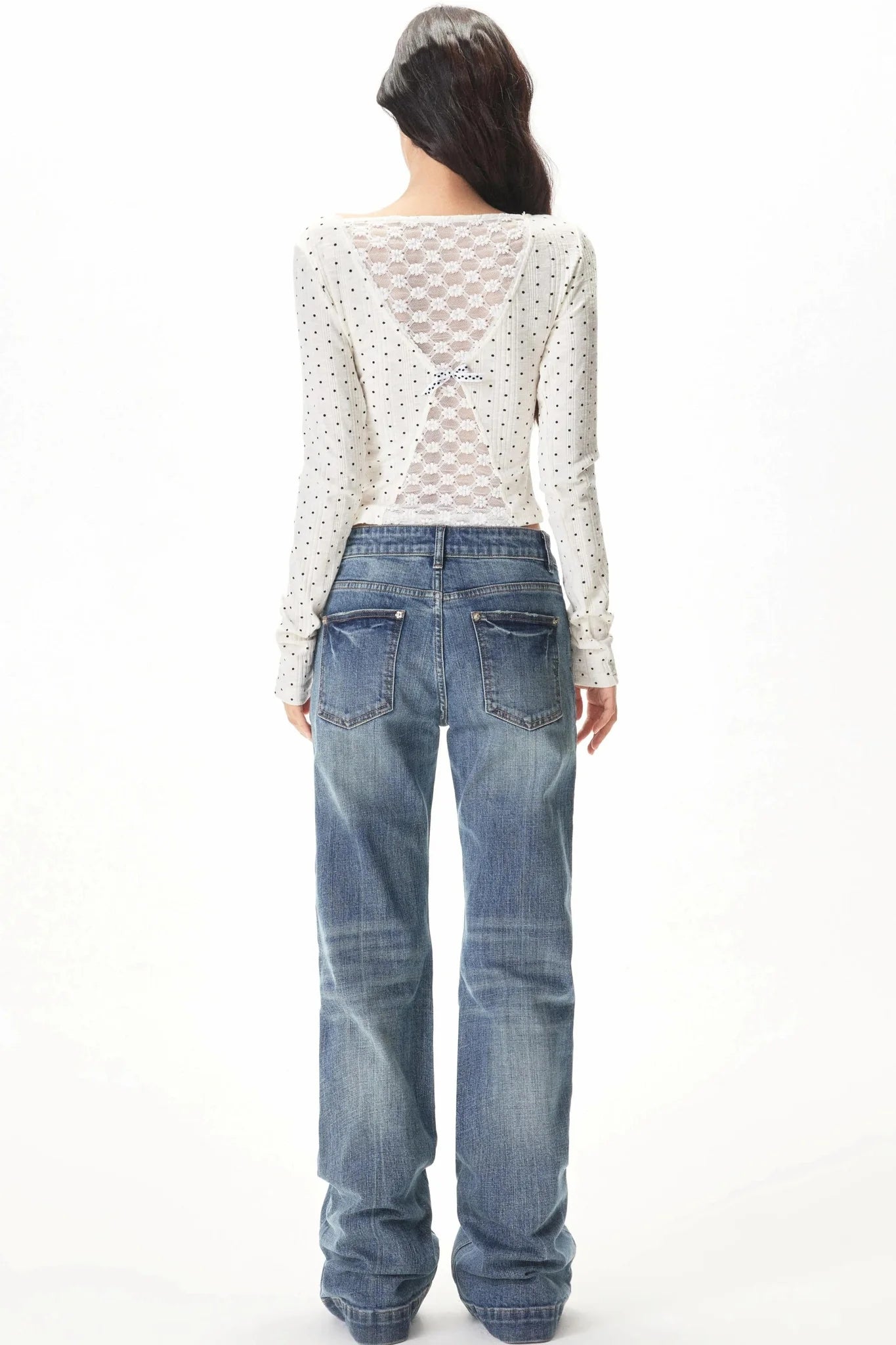 Vertical Stripe Polka Dot Top