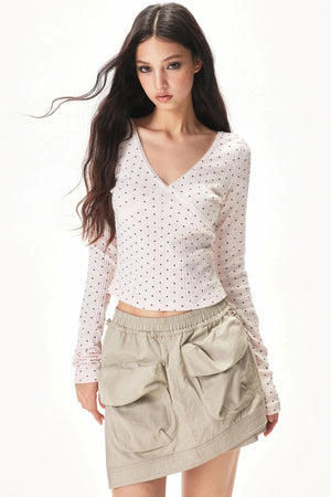 Vertical Stripe Polka Dot Top