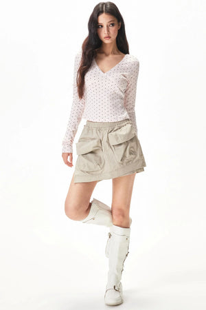 Vertical Stripe Polka Dot Top