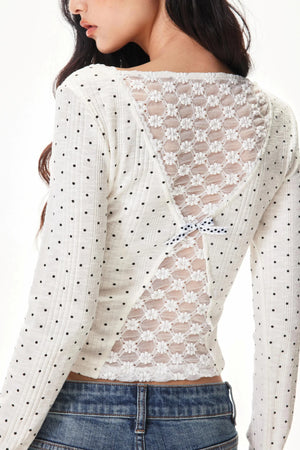 Vertical Stripe Polka Dot Top