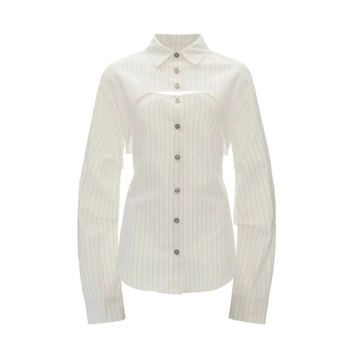 Vertical Stripe Shirt Jacket with Tie Waist Camisole Set