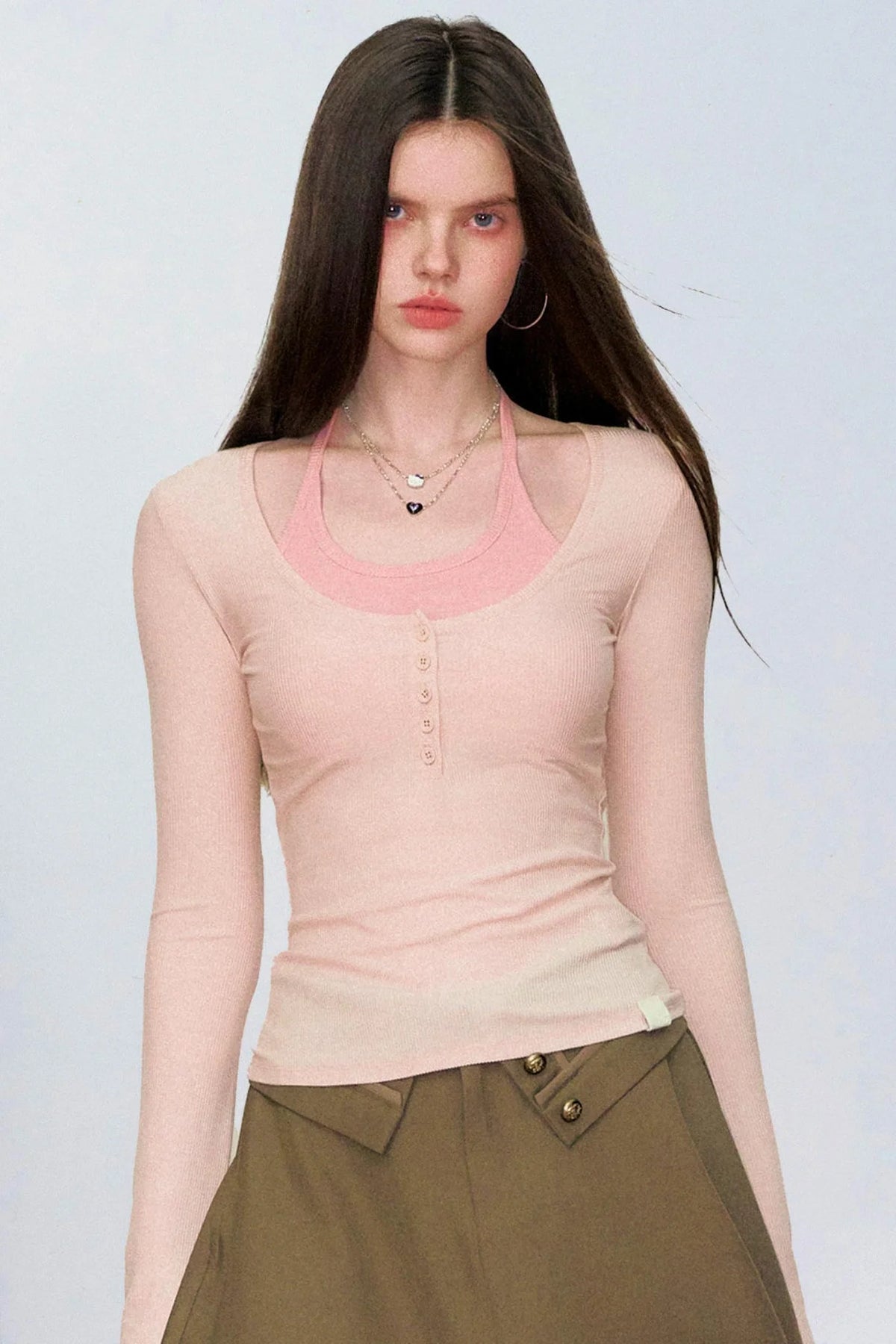 Viapitti Halter Neck Faux Lyocell Top
