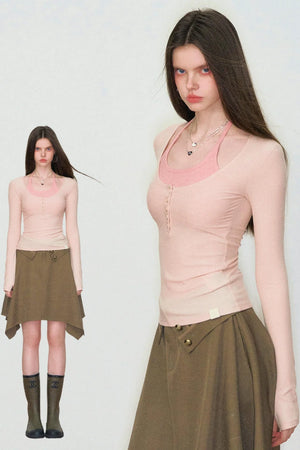 Viapitti Halter Neck Faux Lyocell Top