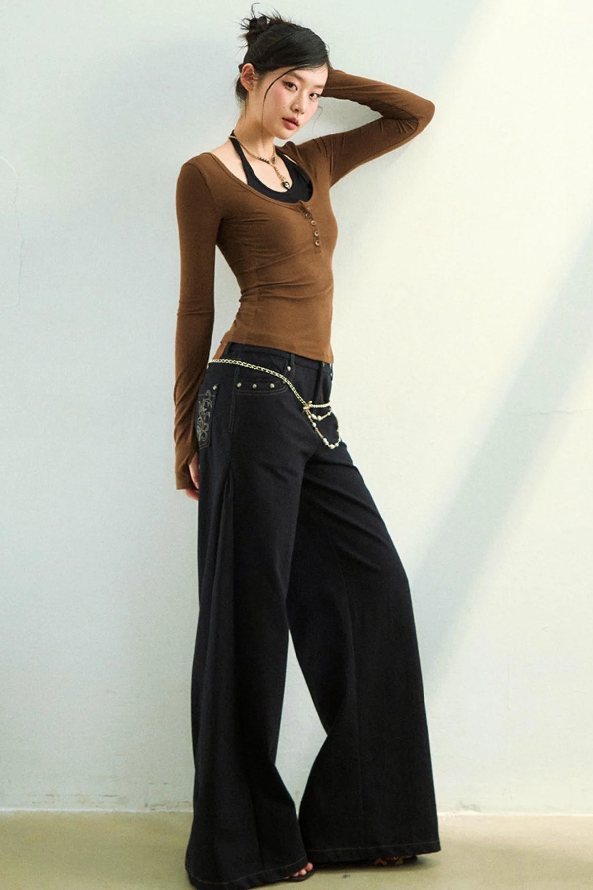 Viapitti Halter Neck Faux Lyocell Top