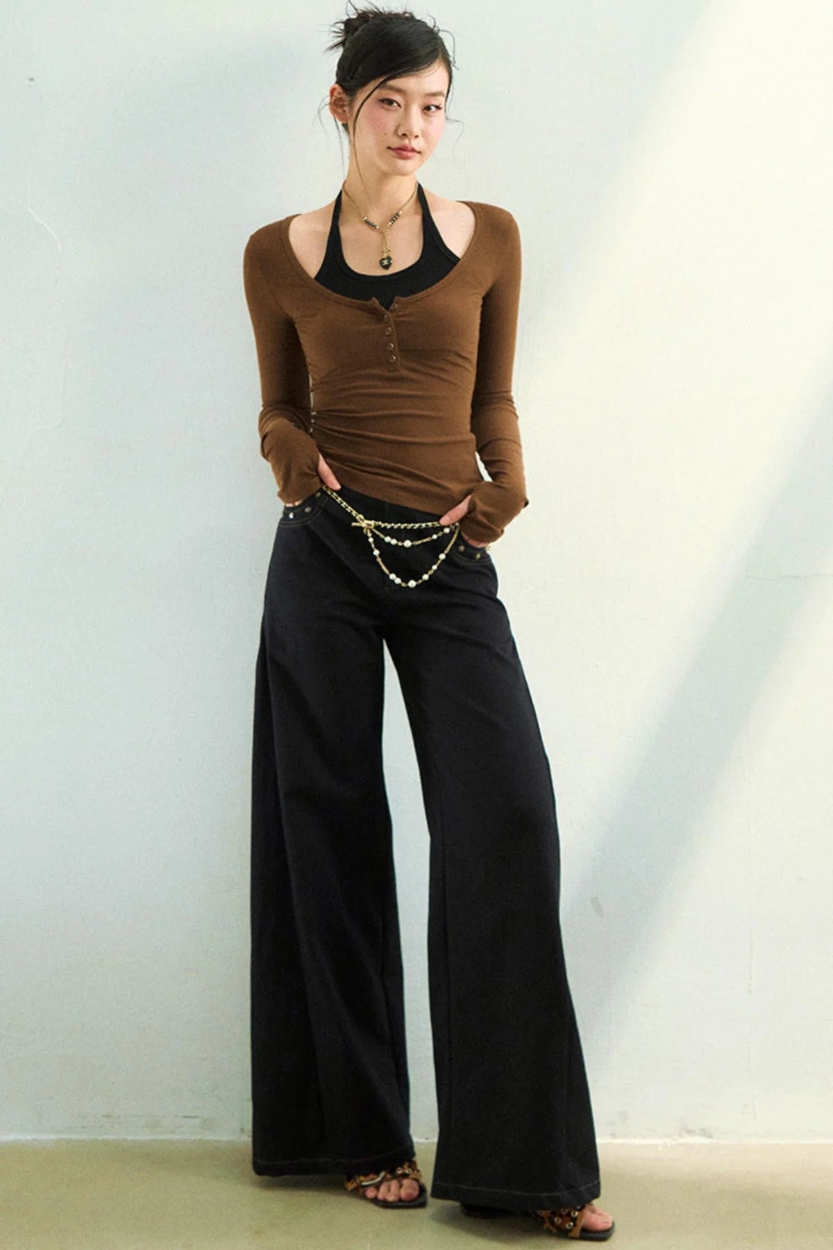 Viapitti Halter Neck Faux Lyocell Top