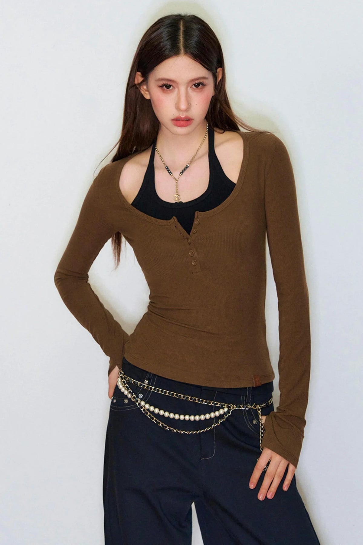 Viapitti Halter Neck Faux Lyocell Top