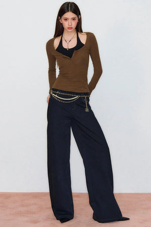Viapitti Halter Neck Faux Lyocell Top