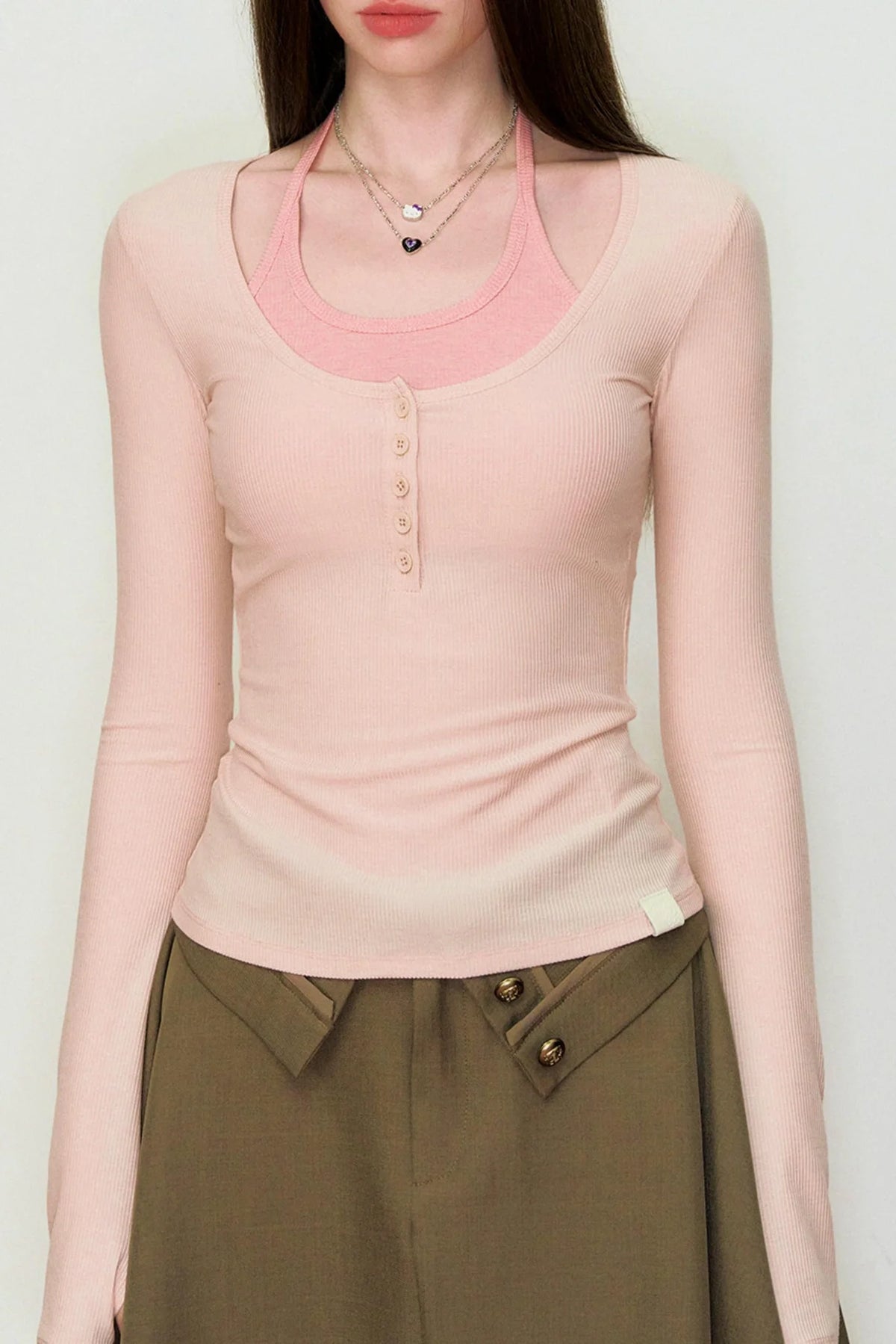 Viapitti Halter Neck Faux Lyocell Top