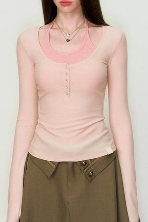 Viapitti Halter Neck Faux Lyocell Top