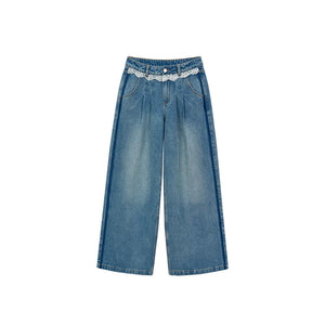 Viapitti Lace Patchwork Straight Jeans