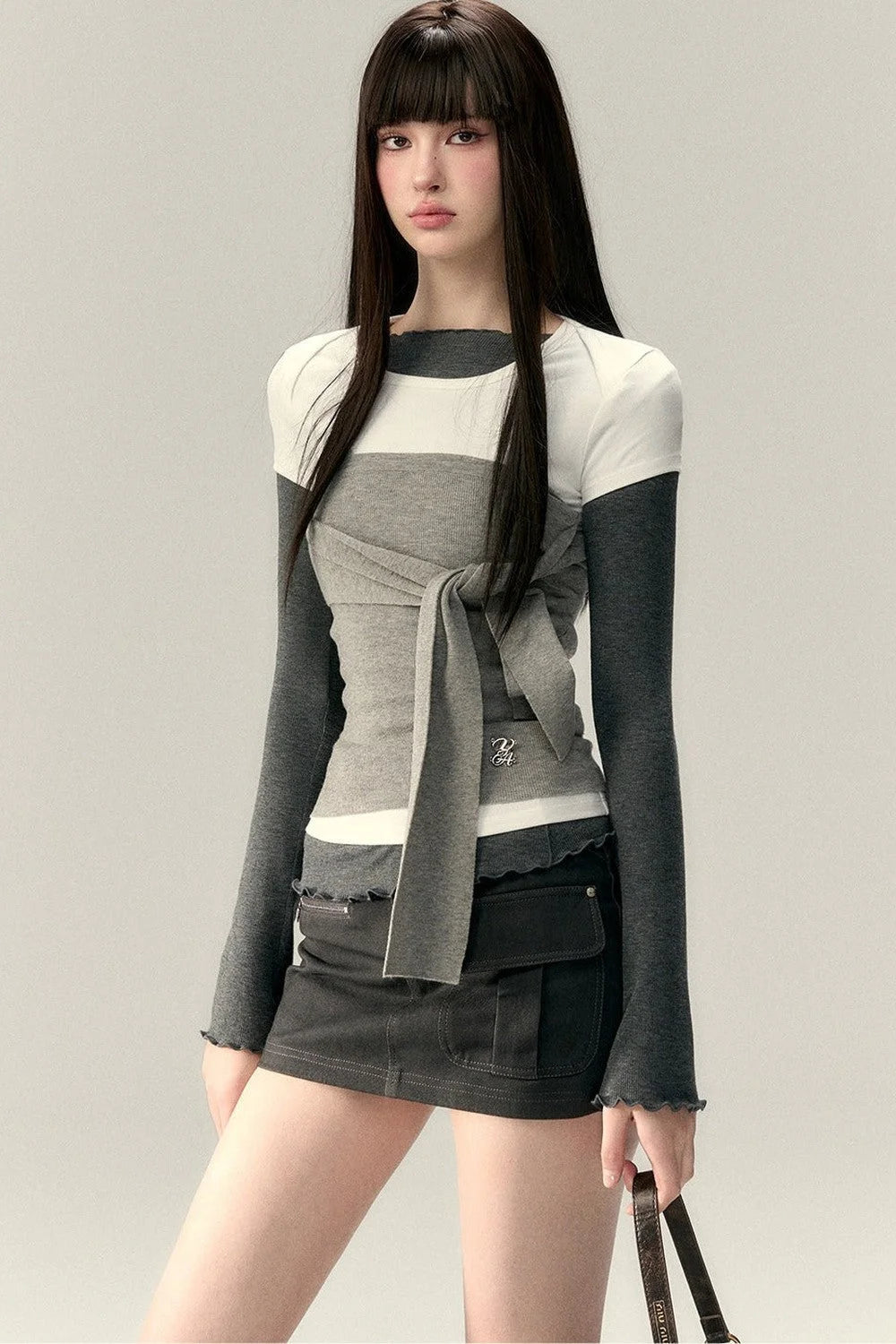 Viapitti Wavy Edge Layered T-Shirt Set-Up