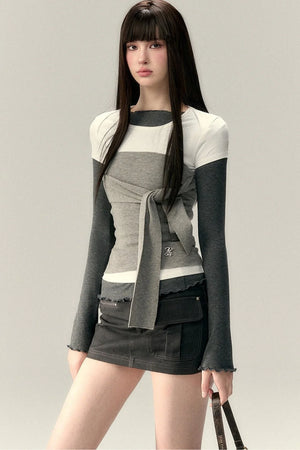 Viapitti Wavy Edge Layered T-Shirt Set-Up