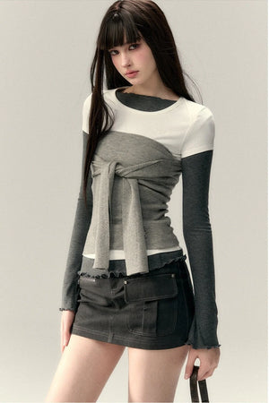Viapitti Wavy Edge Layered T-Shirt Set-Up