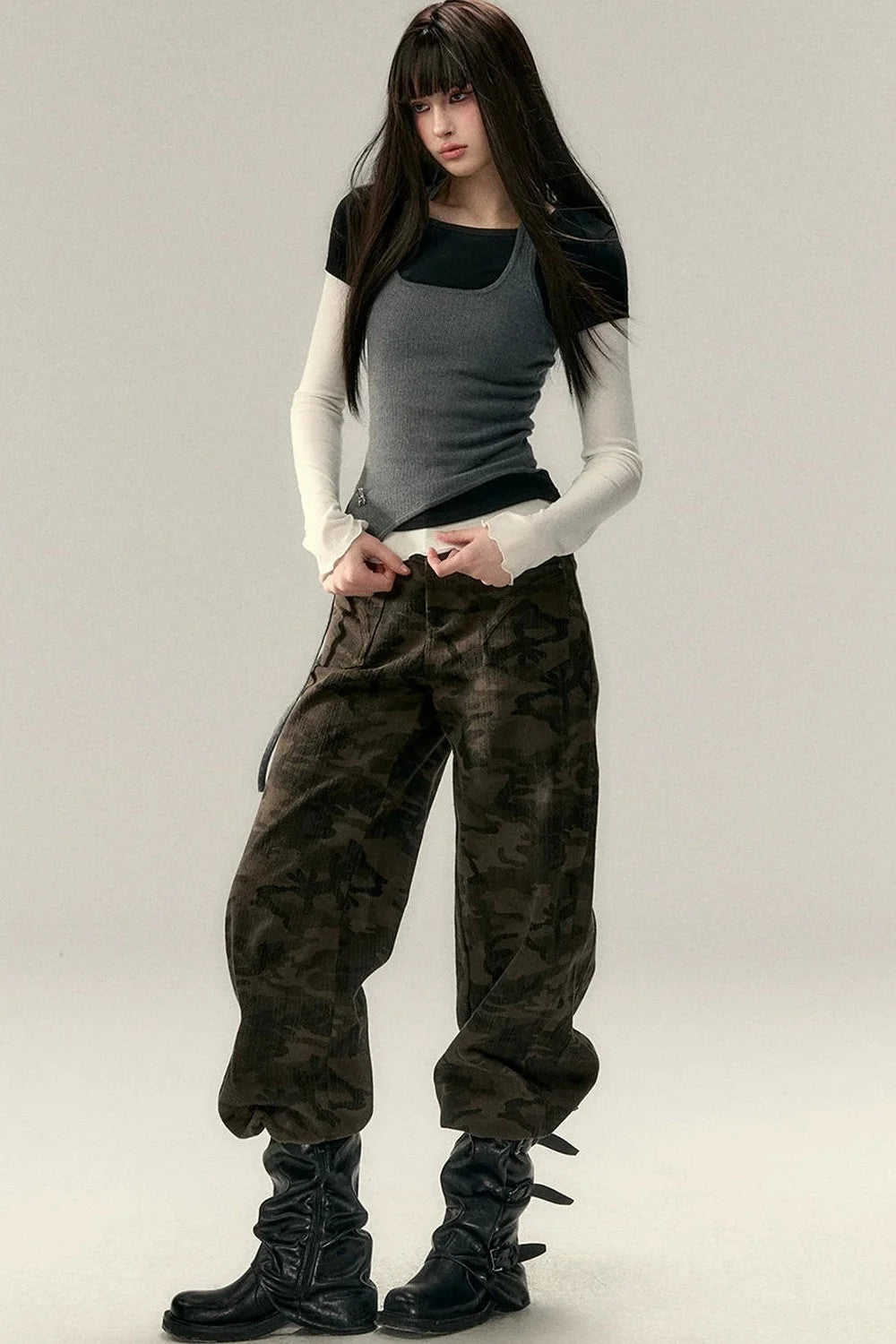 Viapitti Wavy Edge Layered T-Shirt Set-Up