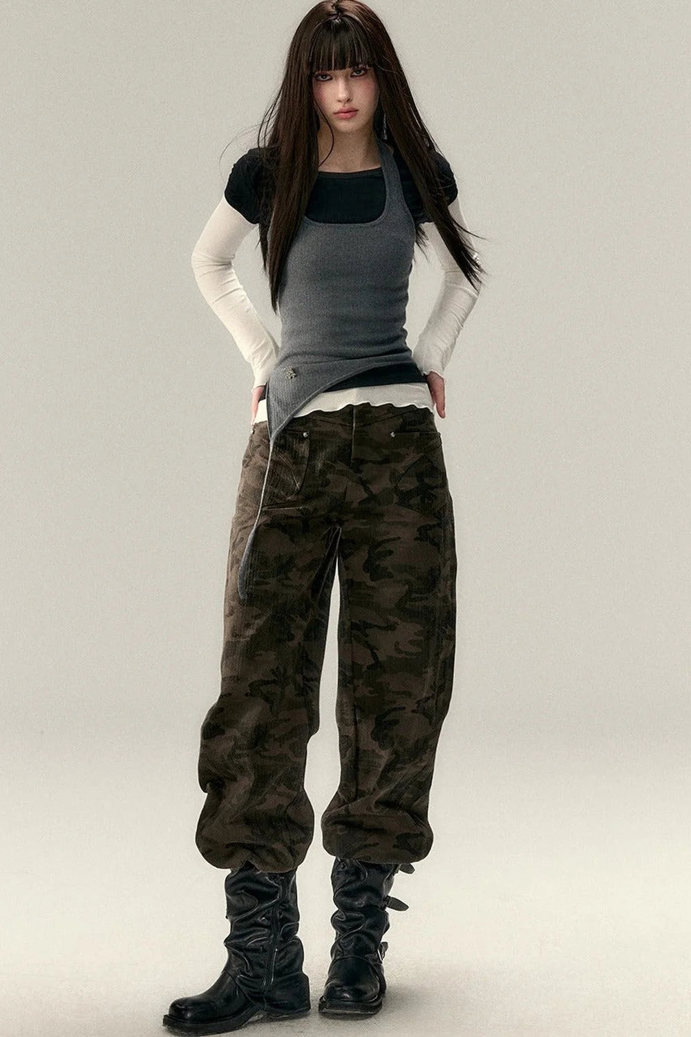 Viapitti Wavy Edge Layered T-Shirt Set-Up